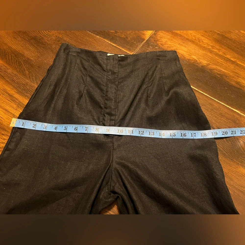Reformation 100% Linen Pants Women’s 6 Black Straight Leg High Rise Pleated Zip